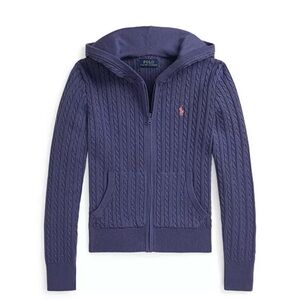 Ralph Lauren Big Girls Cable
Cotton Full Zip Hoodie Slate Blue
 M 8-10